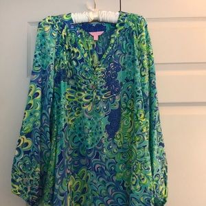 “Lilly’s Lagoon” Silk Elsa Sz L Like New